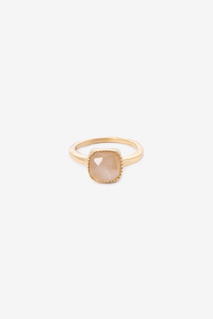 Sissy-Boy Gold Plated Ring Met Vierkante Steen