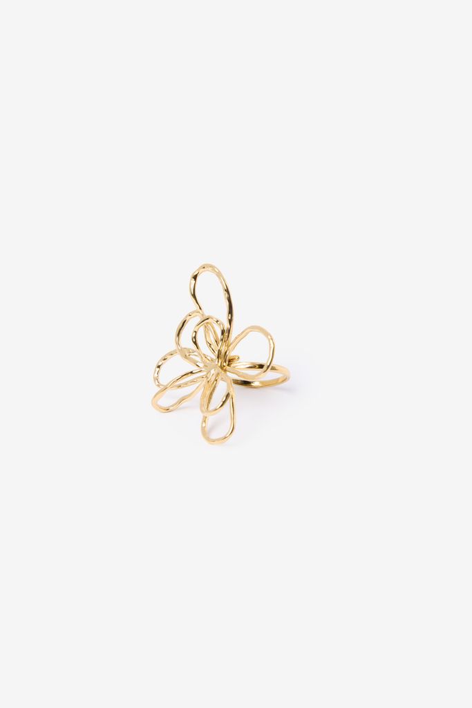 Sissy-Boy Gold Plated Ring Met Open Bloem