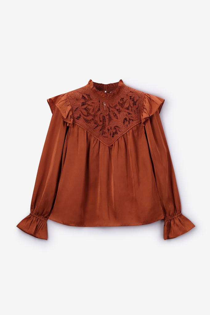 Sissy-Boy Oranje Blouse Met Kant
