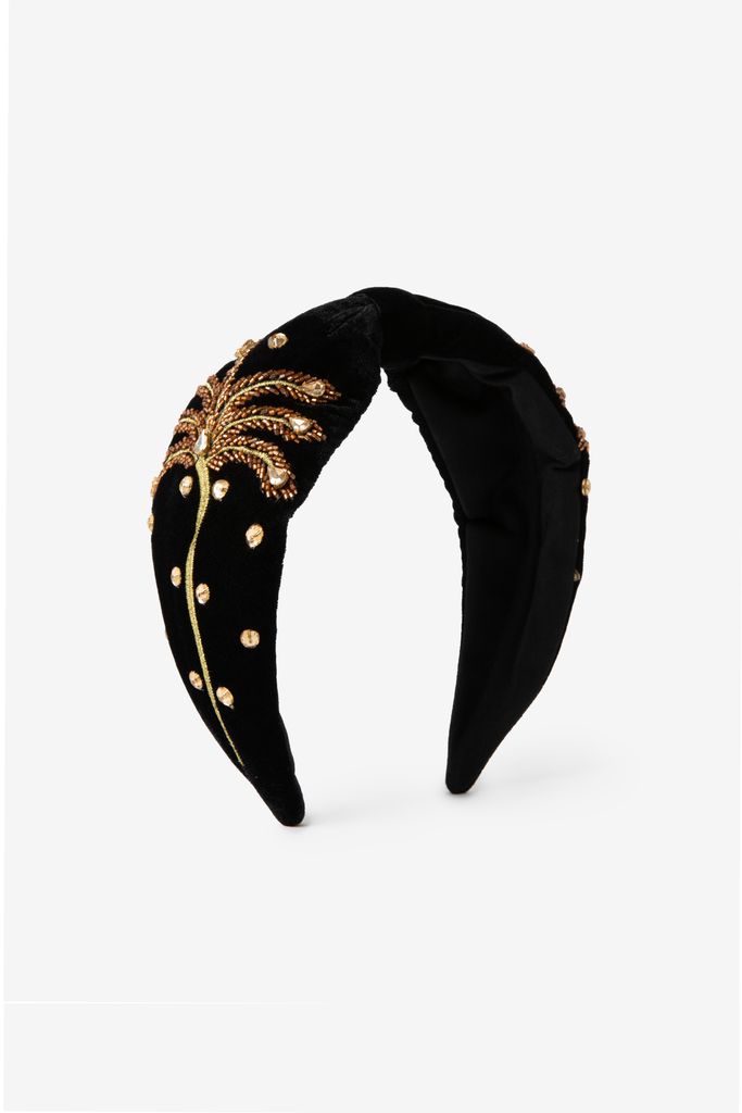 Sissy-Boy Zwarte Velvet Haarband Met Palmboom