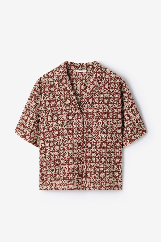 Sissy-Boy Donkerrode Blouse Met Broderie