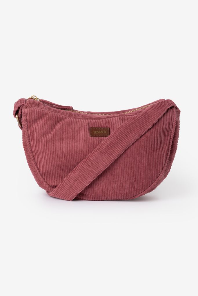 Sissy-Boy Donkerroze Corduroy Crossbody Tas