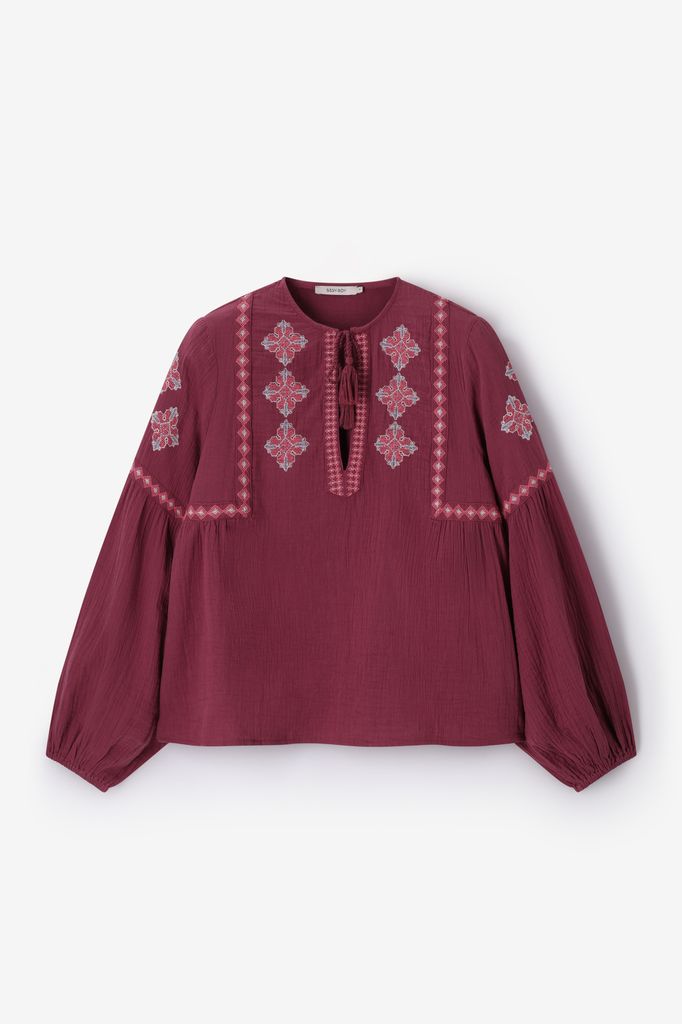 Sissy-Boy Paarse Blouse Met Embroidery