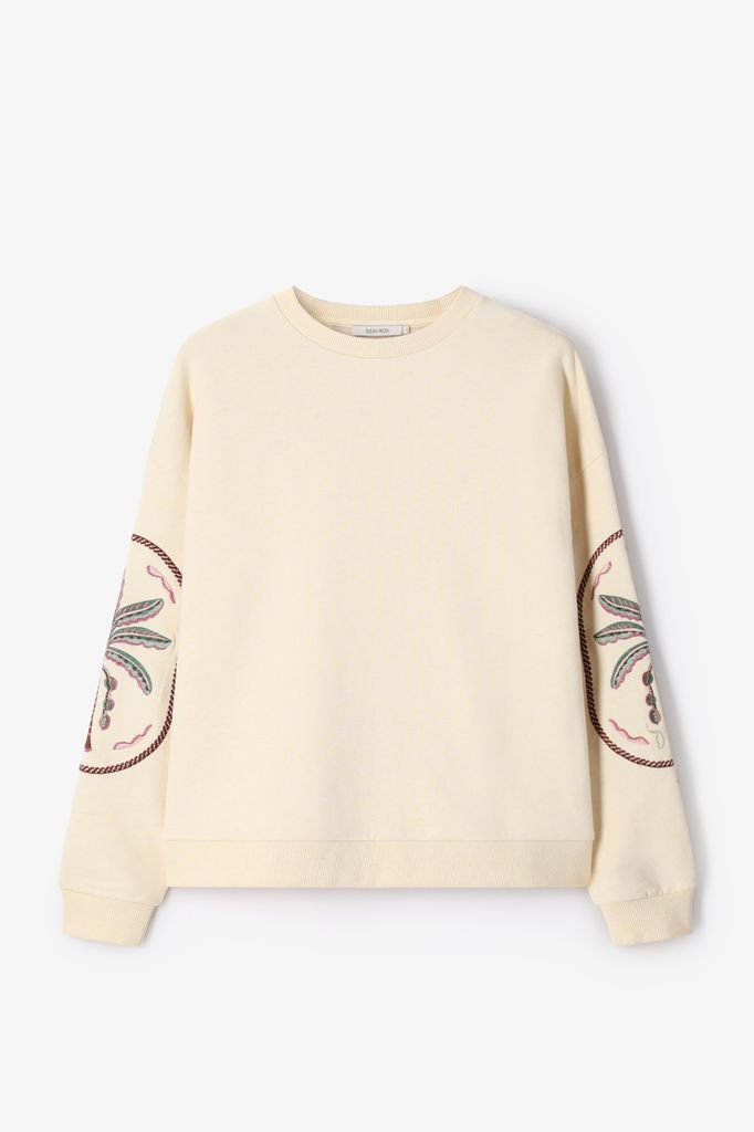 Sissy-Boy Lichtgele Sweater Met Embroidery