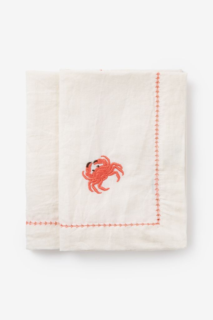 Sissy-Boy Set Van 2 Lichtroze Servetten Met Krab