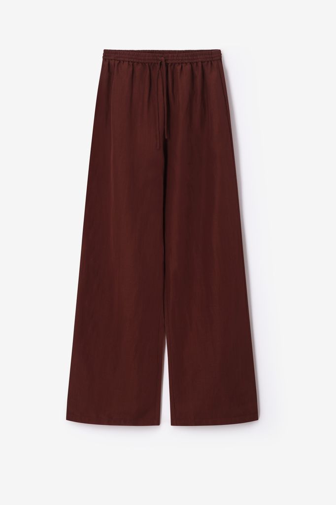 Sissy-Boy Donkerbruine High Waist Wide Leg Broek