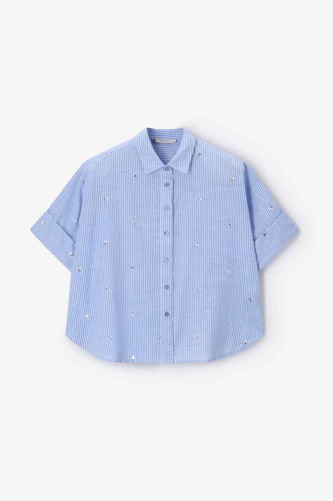 Sissy-Boy Blauwe Gestreepte Blouse Met Pailletten