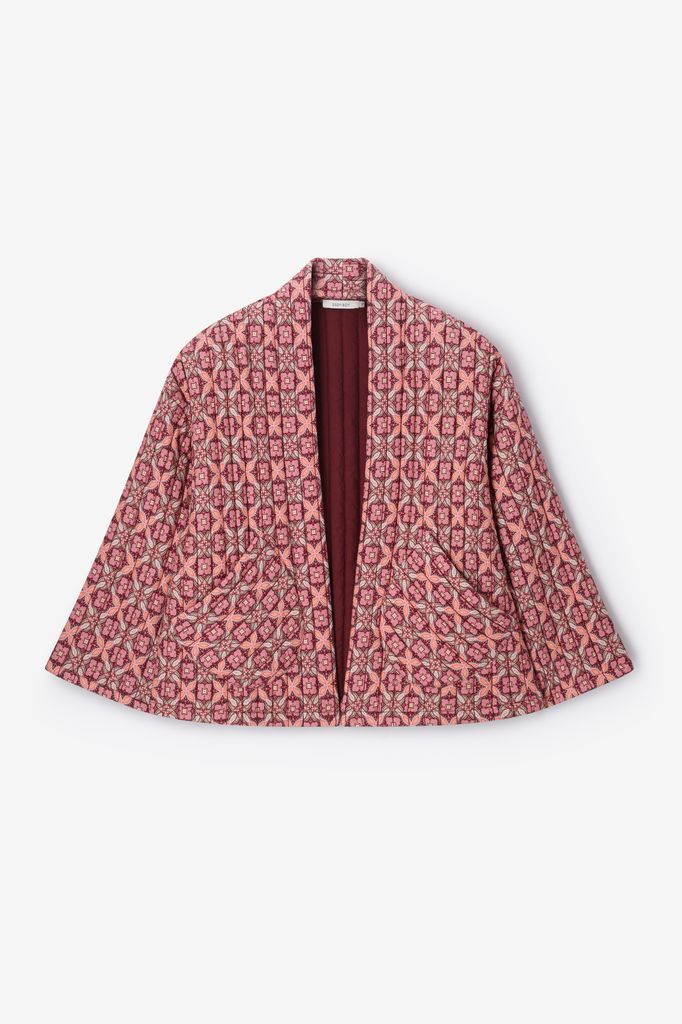 Sissy-Boy Donkerrode Padded Kimono Met Print