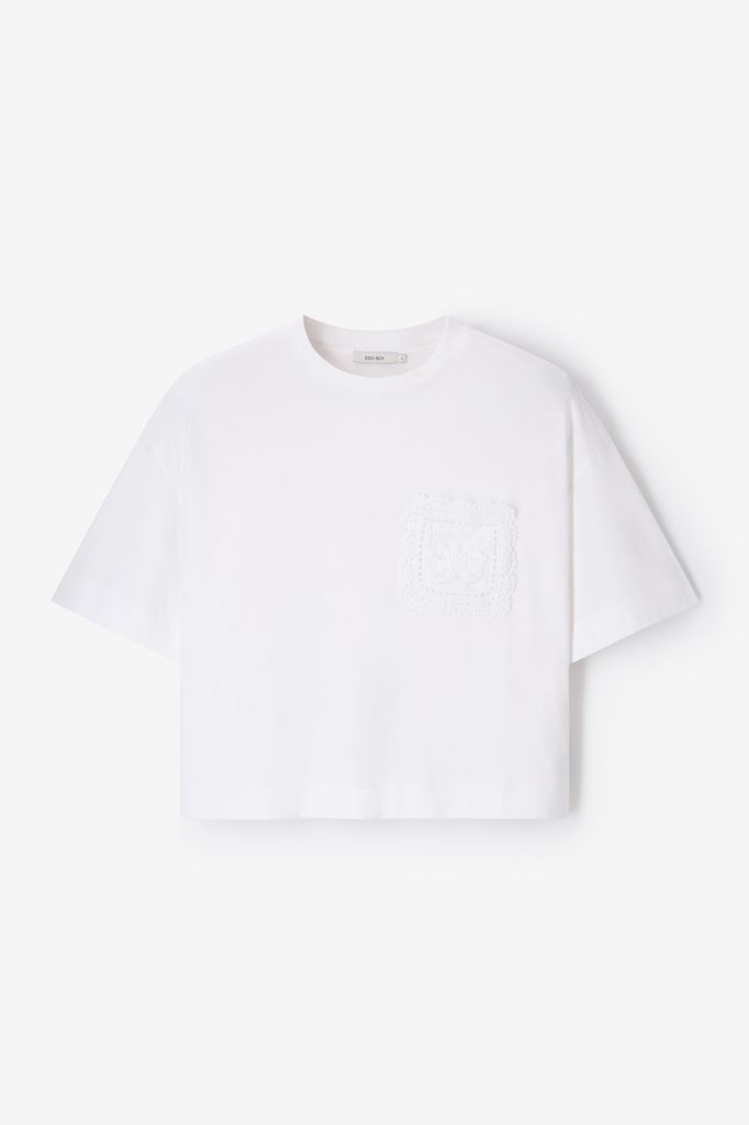 Sissy-Boy Wit T-shirt Met Broderie