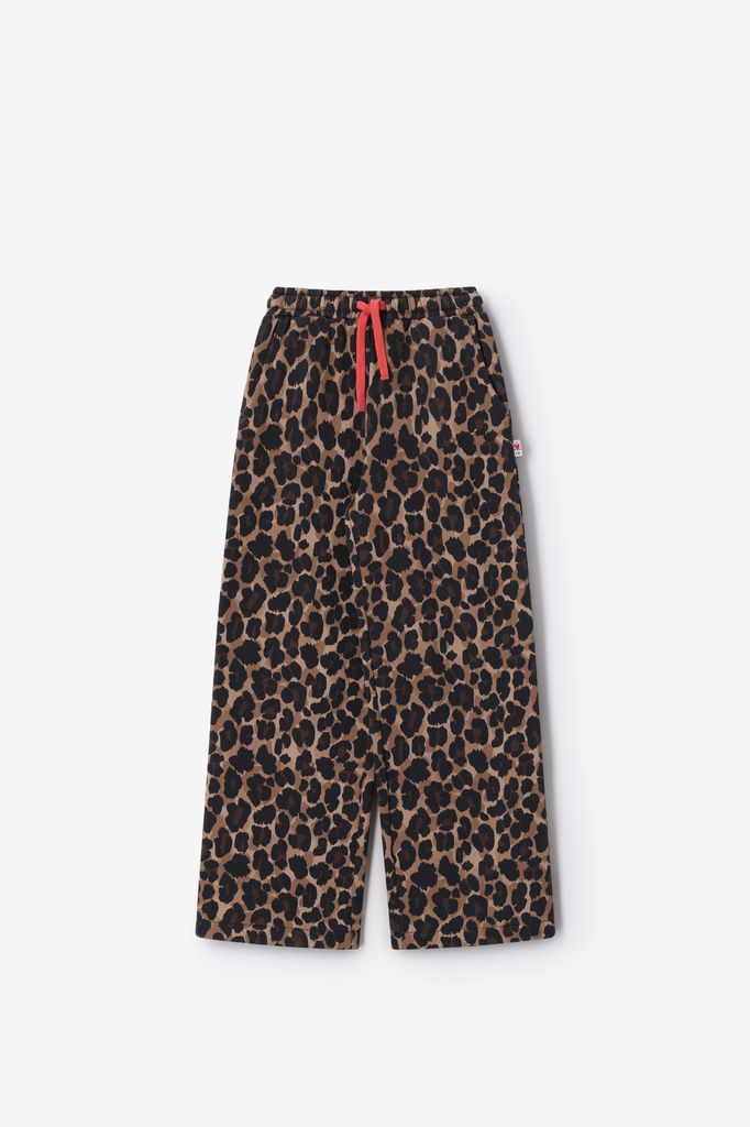 Sissy-Boy Bruine Wide Leg Sweatpants Met Leopard Print