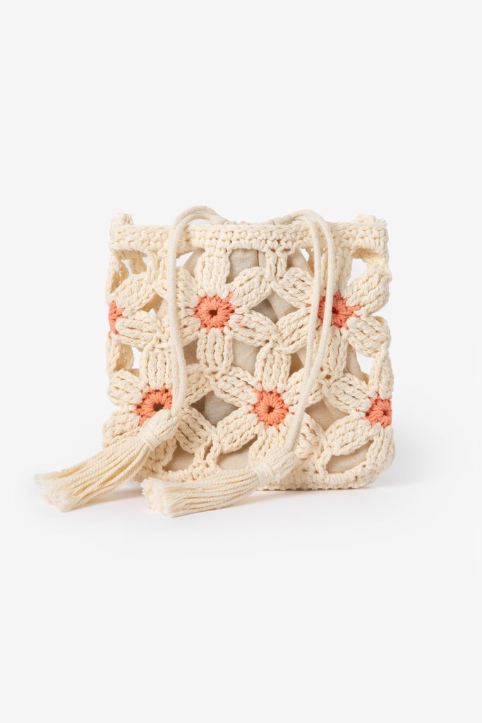 Sissy-Boy Beige Crochet Bloemen Crossbody Tas