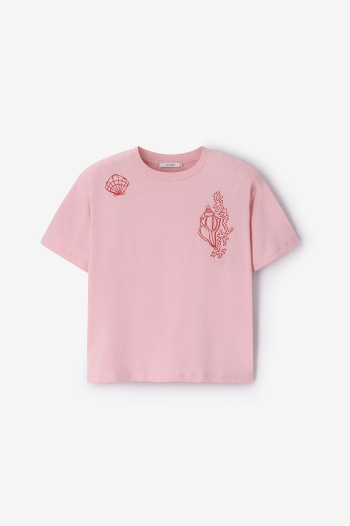 Sissy-Boy Lichtroze T-shirt Met Schelpen