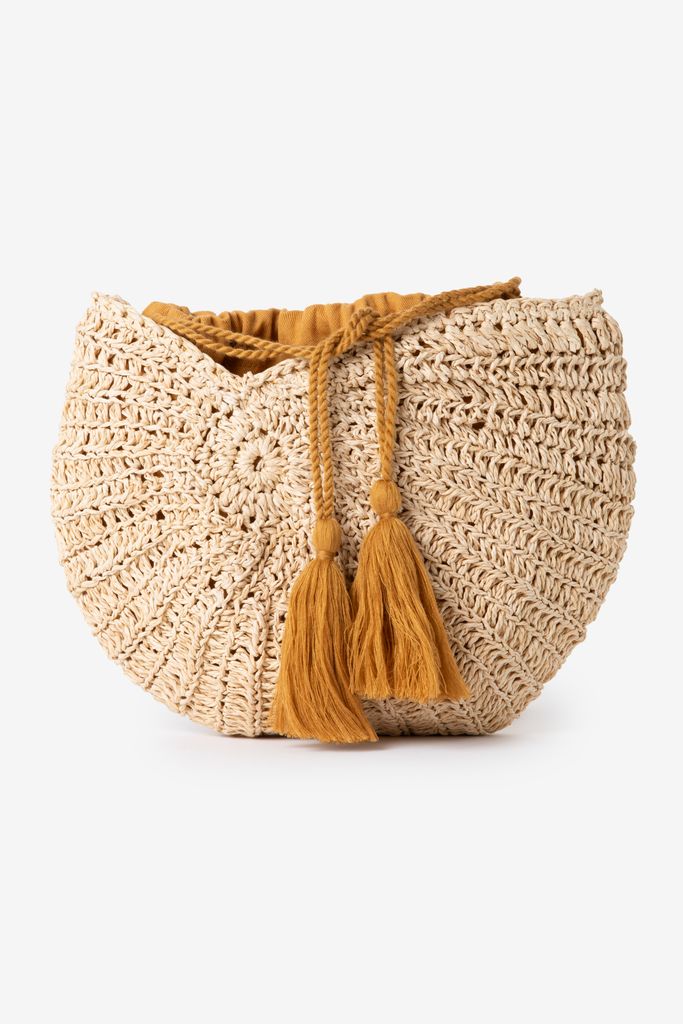 Sissy-Boy Beige Raffia Schelpen Tas