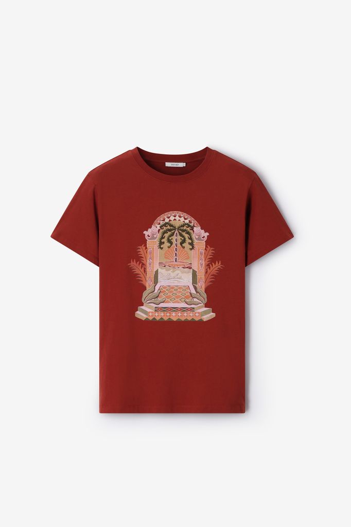 Sissy-Boy Donkerrood T-shirt Met Palm Print