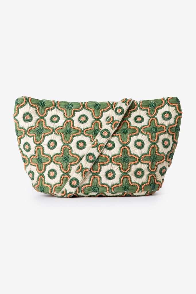 Sissy-Boy Groene Raffia Tas Met Embroidery