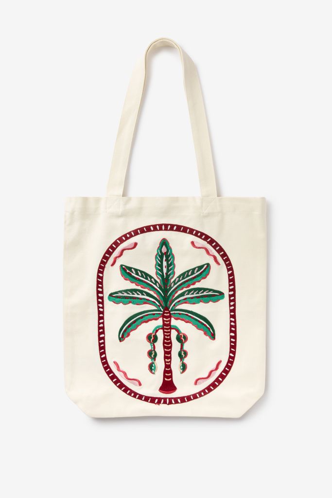 Sissy-Boy Lichtgele Canvas Shopper Met Palmboom