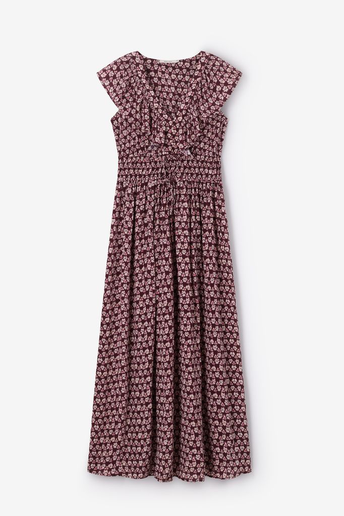 Sissy-Boy Donkerrode Maxi Jurk Met Ikat Print