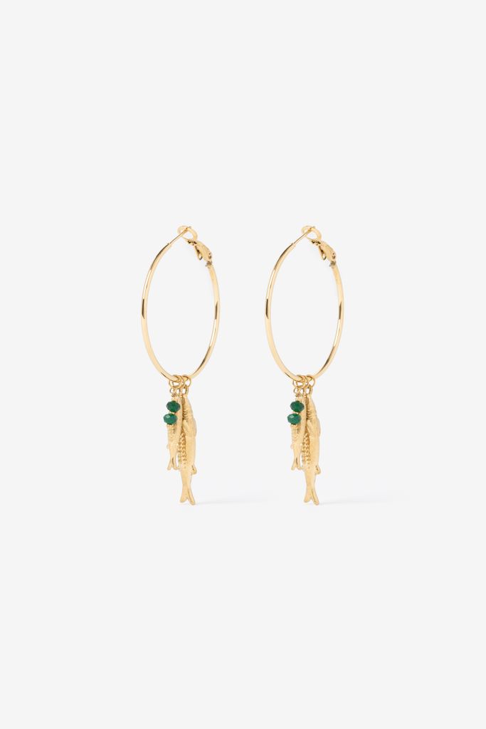 Sissy-Boy Gold Plated Hoop Oorbellen Met Vissen