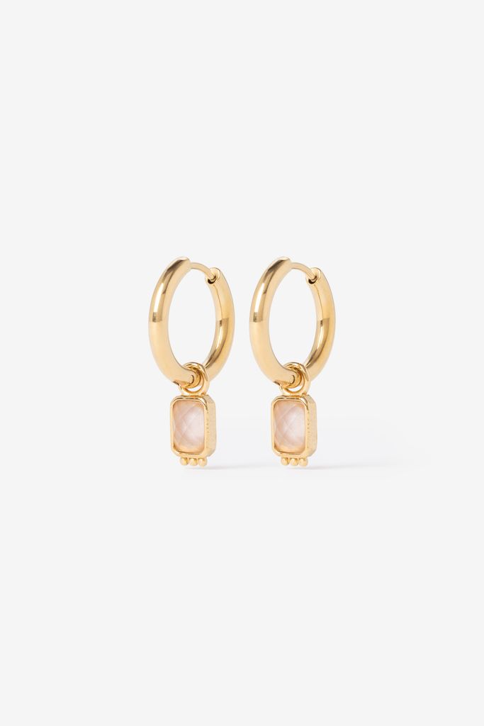 Sissy-Boy Gold Plated Oorbellen Met Vierkante Steen