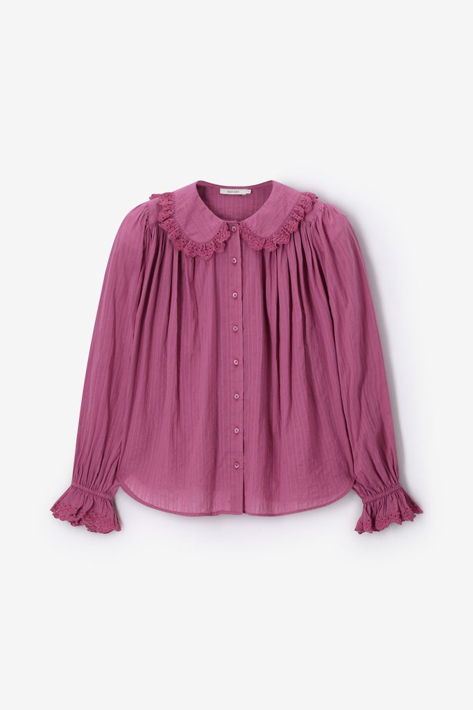 Sissy-Boy Paarse Blouse Met Kant