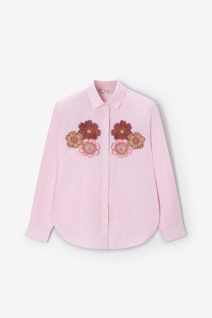 Sissy-Boy Lichtroze Poplin Blouse Met Embroidery