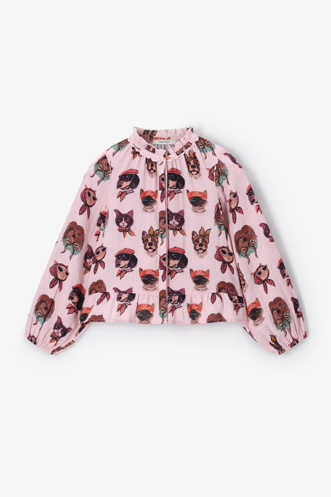 Sissy-Boy Lichtroze Blouse Met Hondjes Print