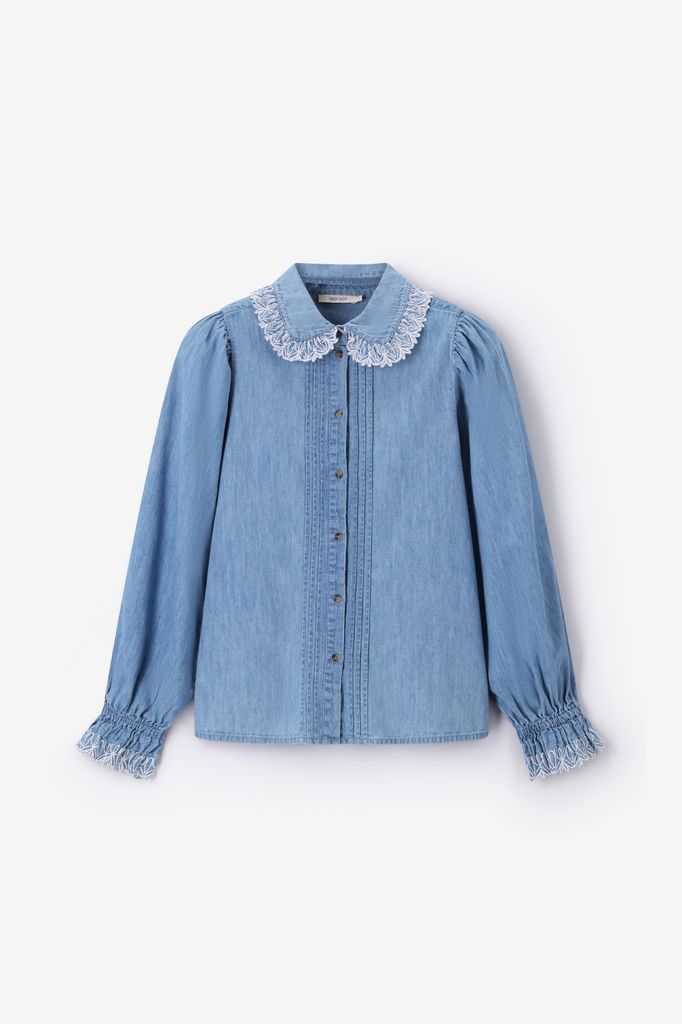 Sissy-Boy Lichtblauwe Denim Blouse Met Embroidery