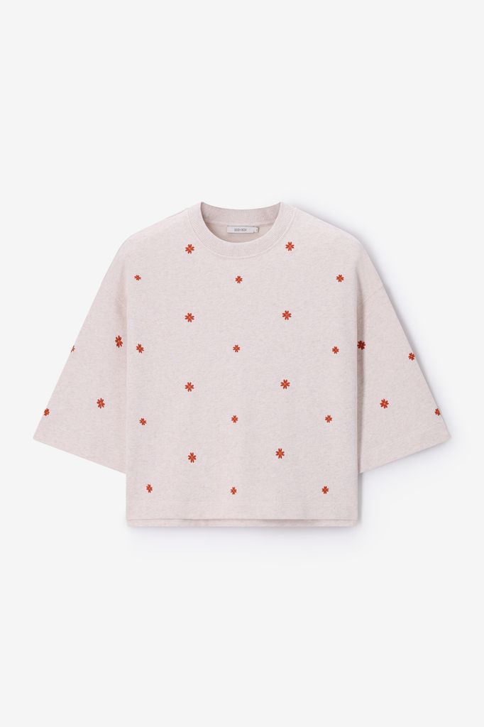 Sissy-Boy Beige Sweater Met Bloemen Embroidery