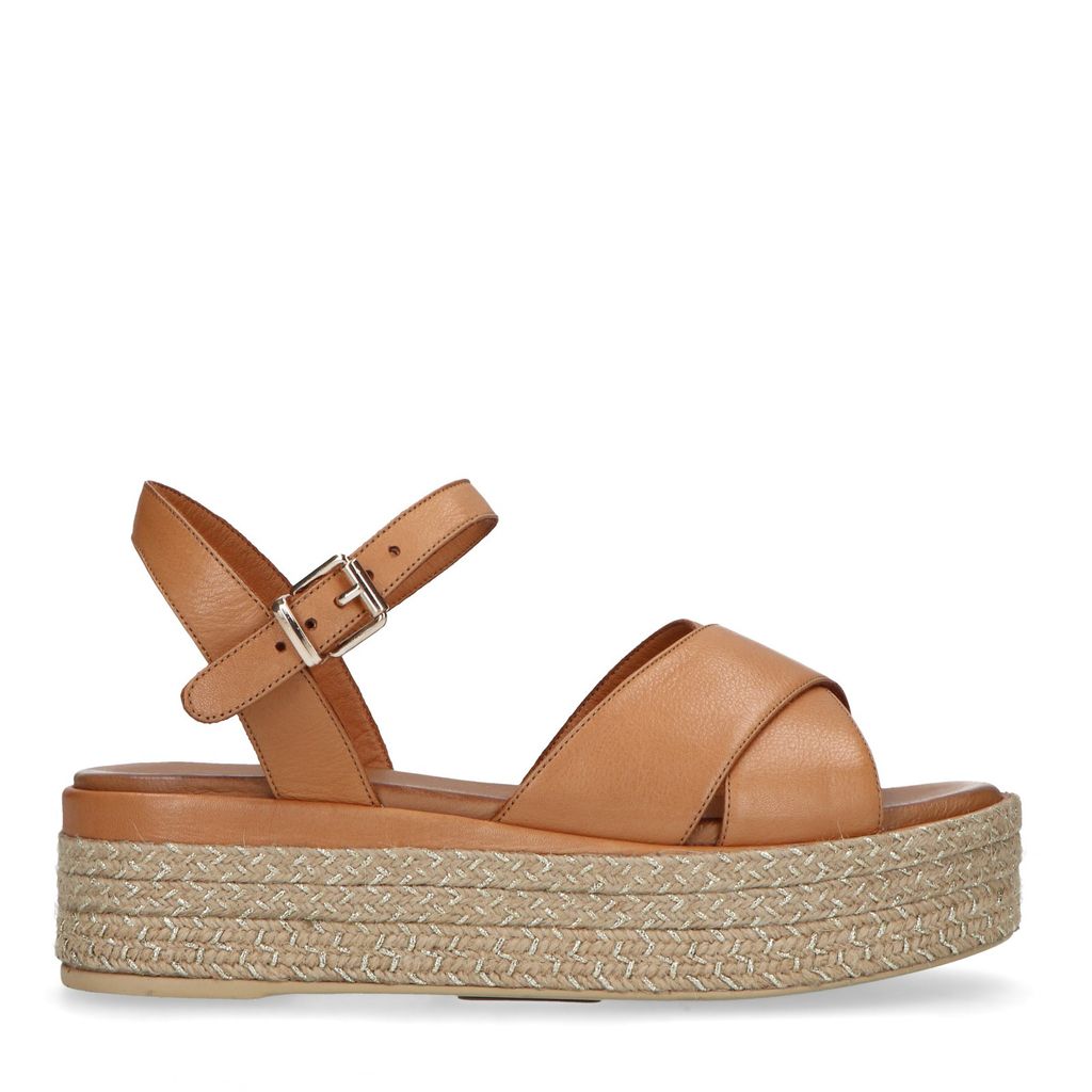 cognac platform sandals