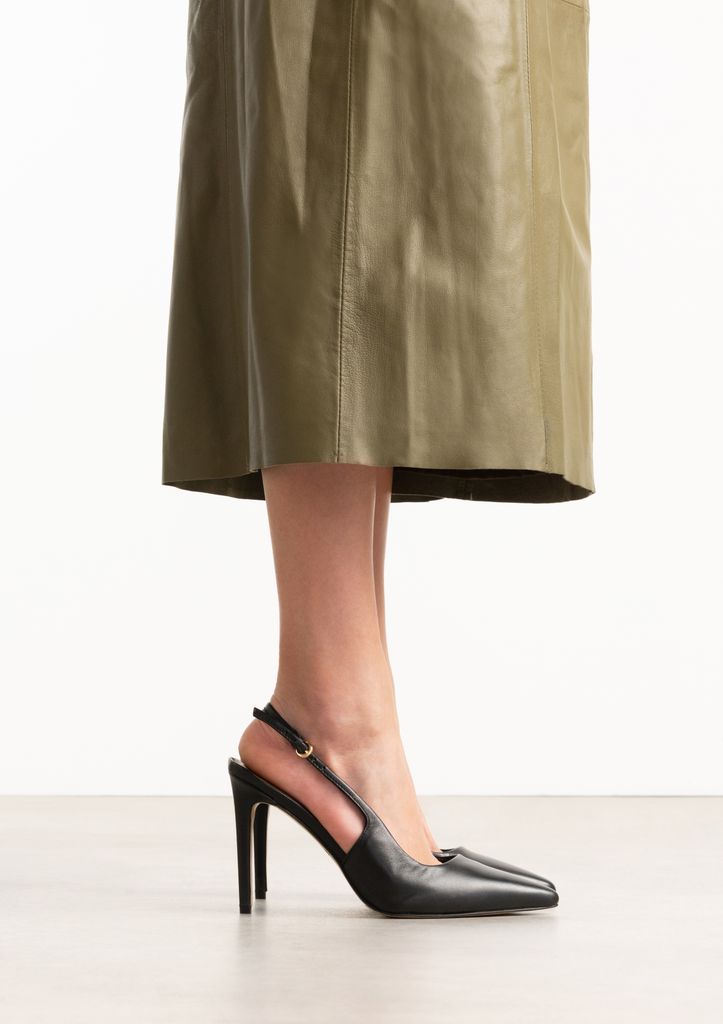 Sacha Zwarte Leren Slingback Pumps