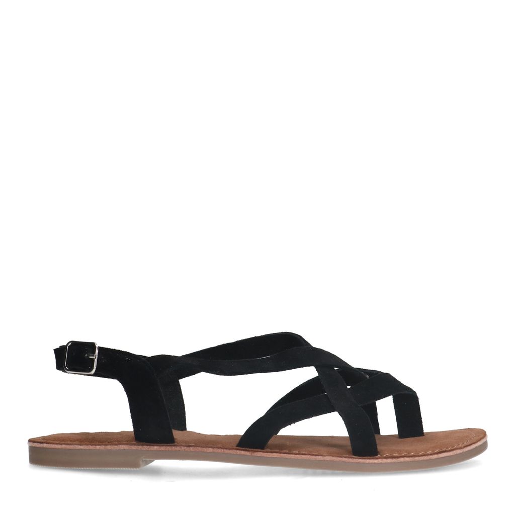 Sacha Zwarte Sandalen Met Gekruiste Bandjes