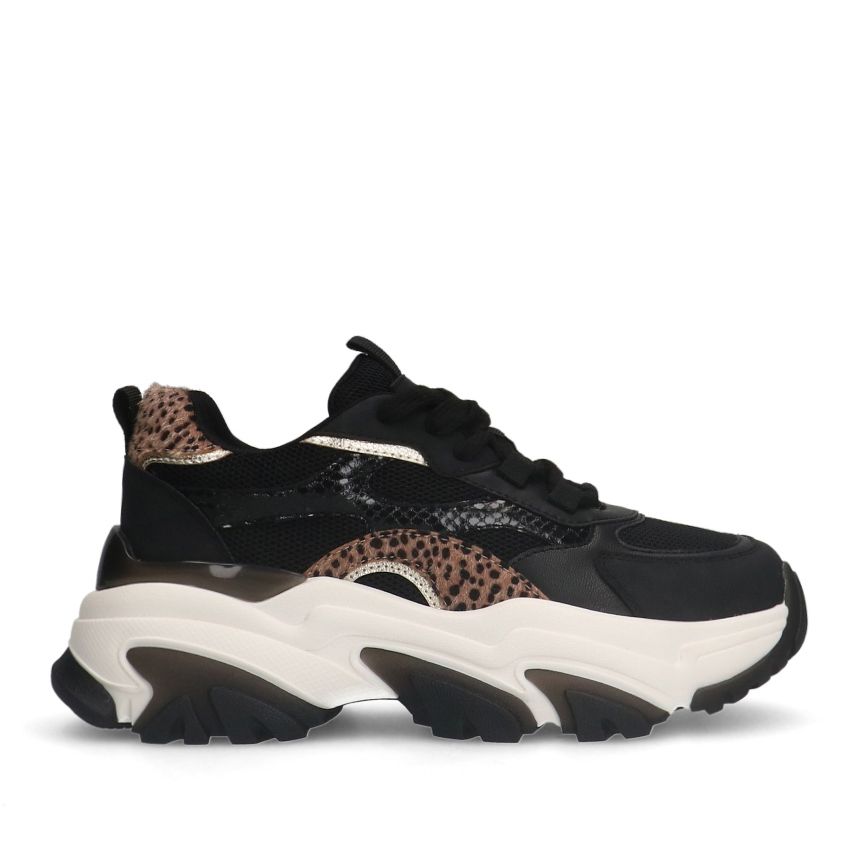 Sacha Zwarte Sneakers Met Leopard Print