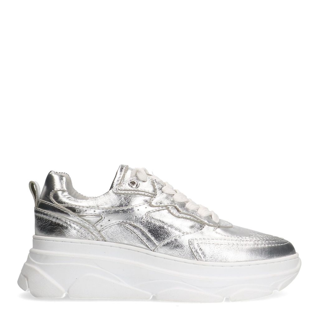 Sacha Zilveren Metallic Leren Chunky Sneakers