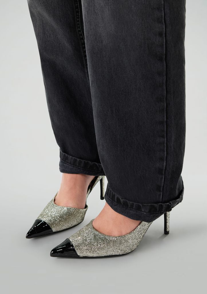 Sacha Zilveren Glitter Slingback Pumps