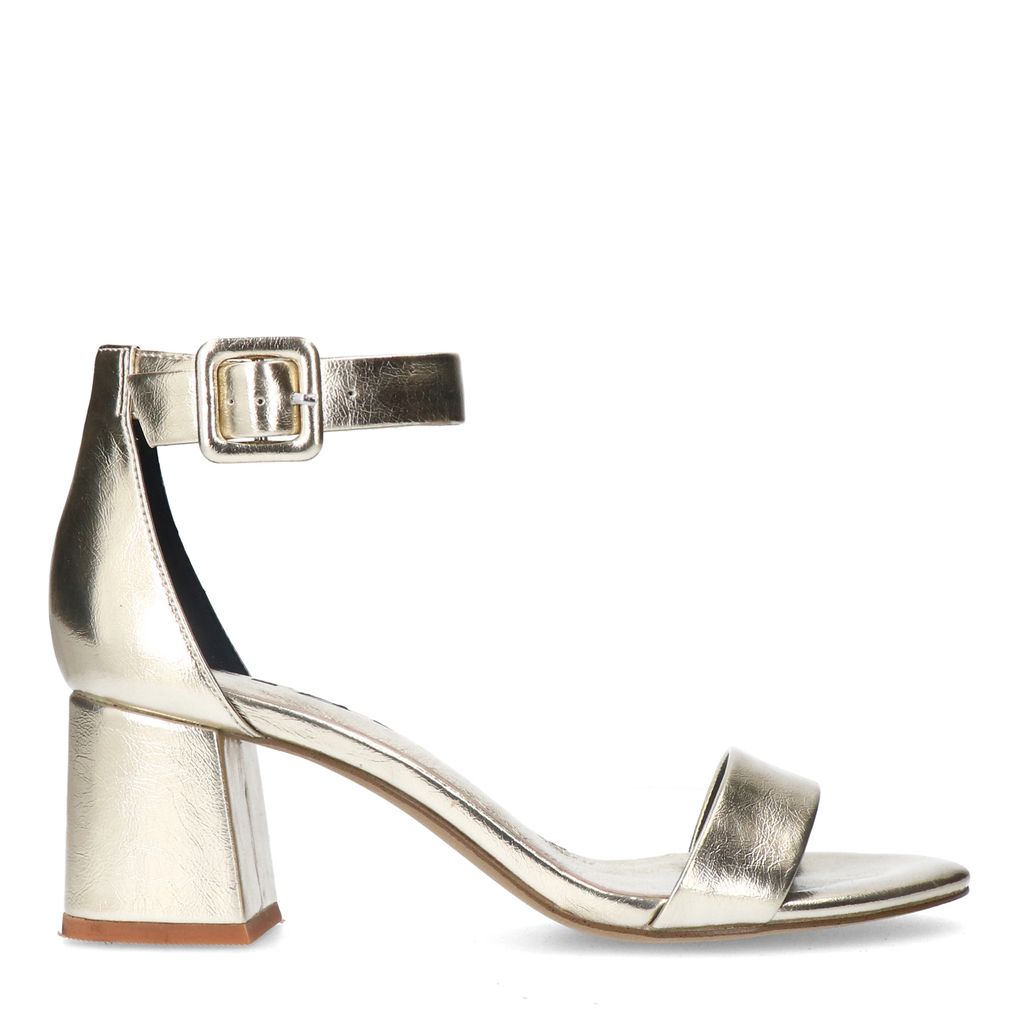 Sacha Gouden Metallic Sandalen Met Blokhak