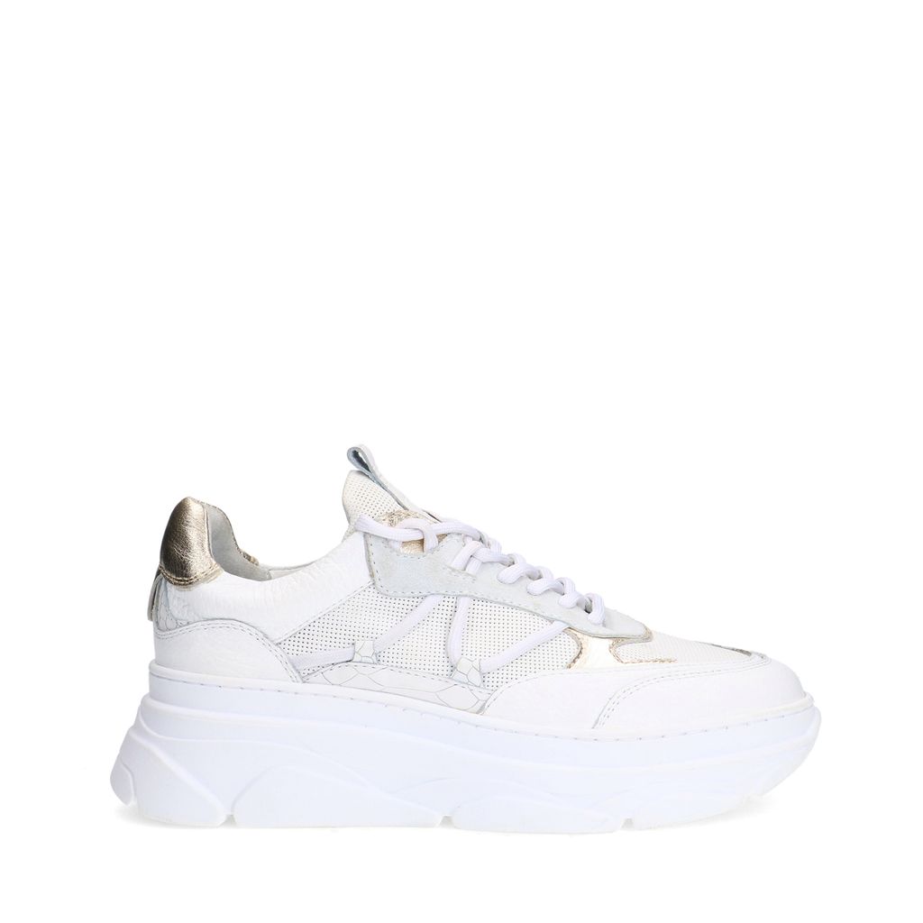 Sacha Witte Leren Sneakers Met Metallic Details
