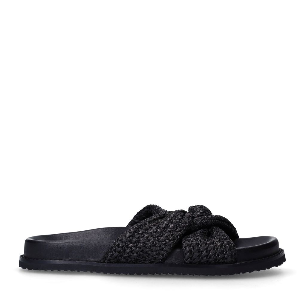 Sacha Zwarte Gevlochten Slippers