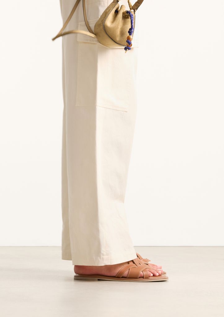 Sacha Cognac Leren Slippers