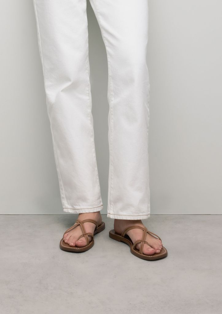 Sacha Cognac Leren Slippers thumbnail