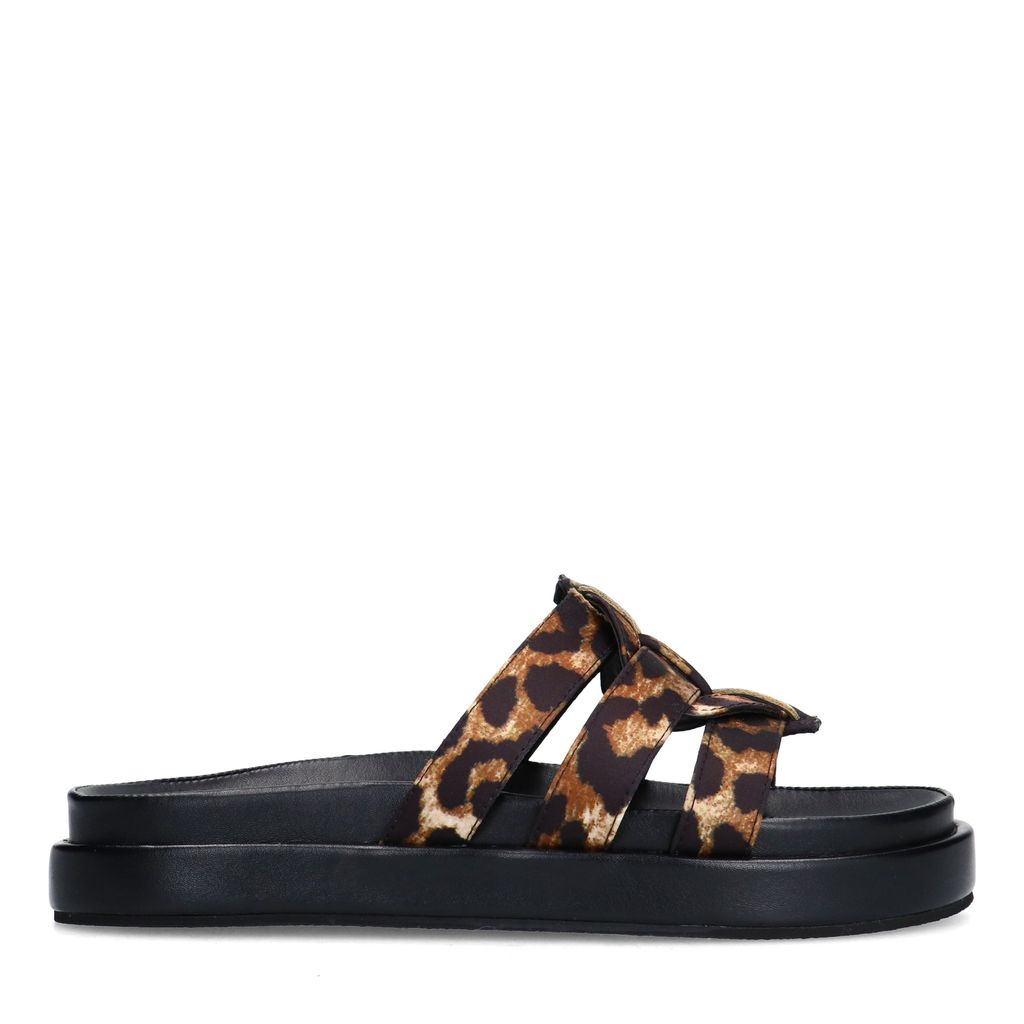Sacha Leopard Slippers Met Plateauzool