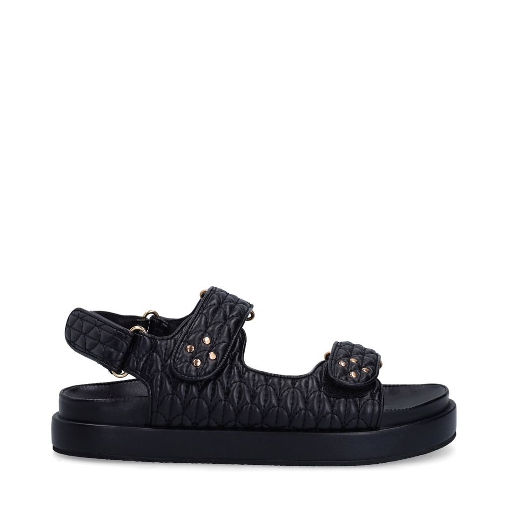 Sacha Zwarte Sandalen Met Goudkleurige Studs