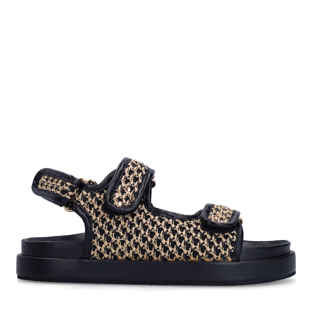 Sacha Zwart Met Beige Sandalen