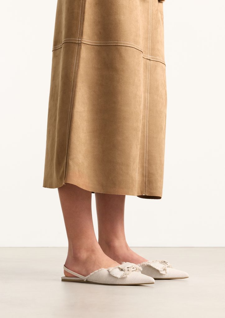 Sacha Beige Slingbacks Met Strik