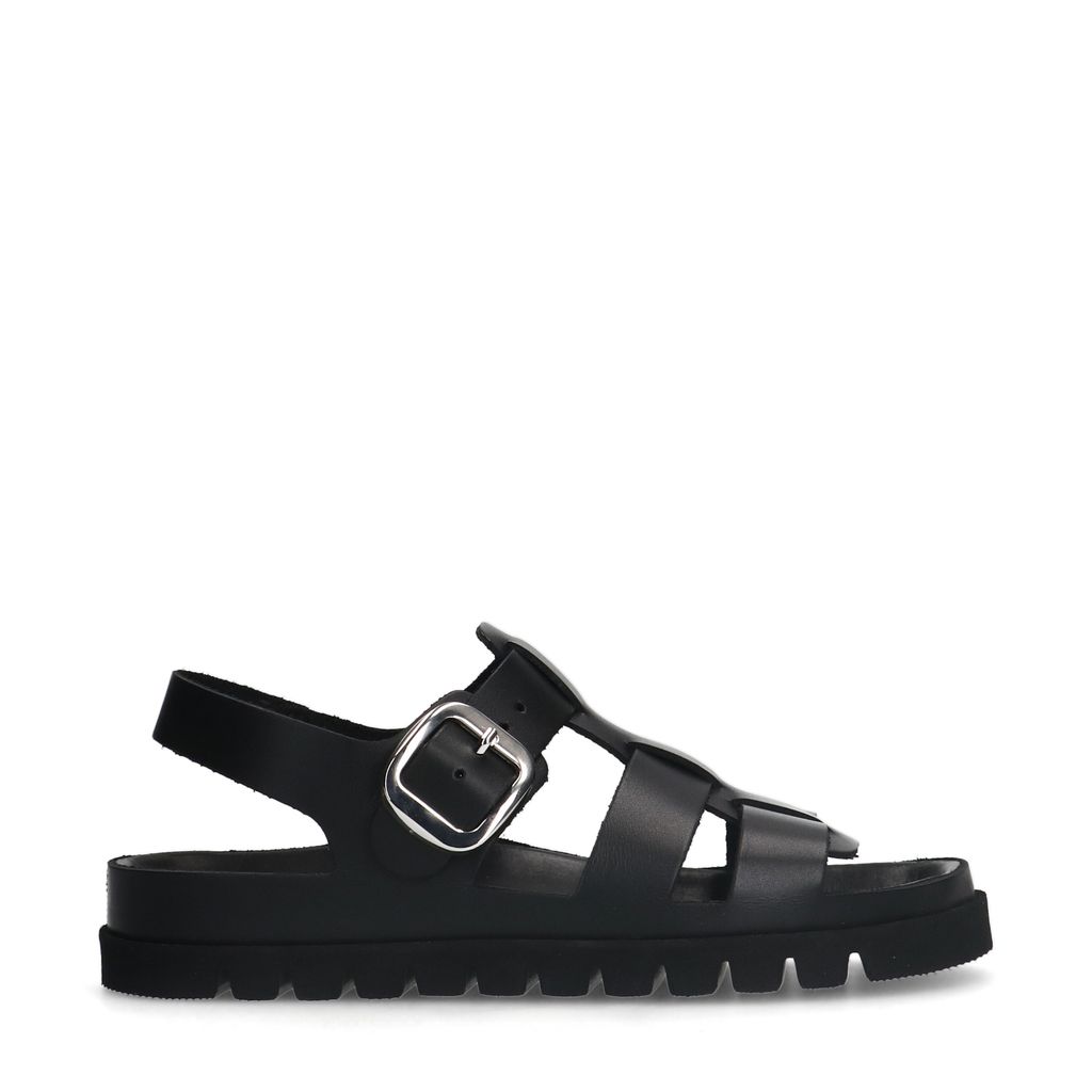 Sacha Zwarte Leren Sandalen