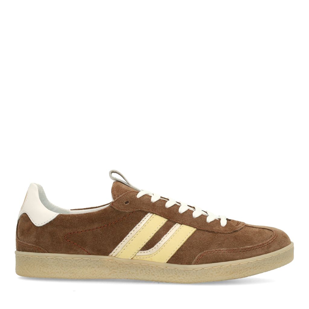 Sacha Bruine Suède Sneakers Met Gele Details