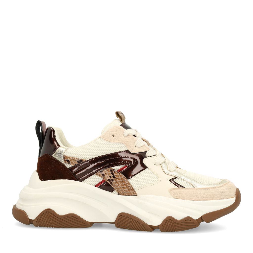 Sacha Beige Sneakers Met Snake Print Details