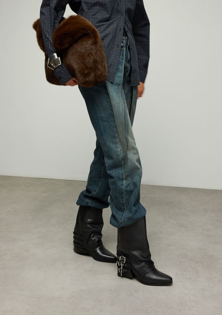 Sacha Zwarte Leren Biker Boots Met Flap