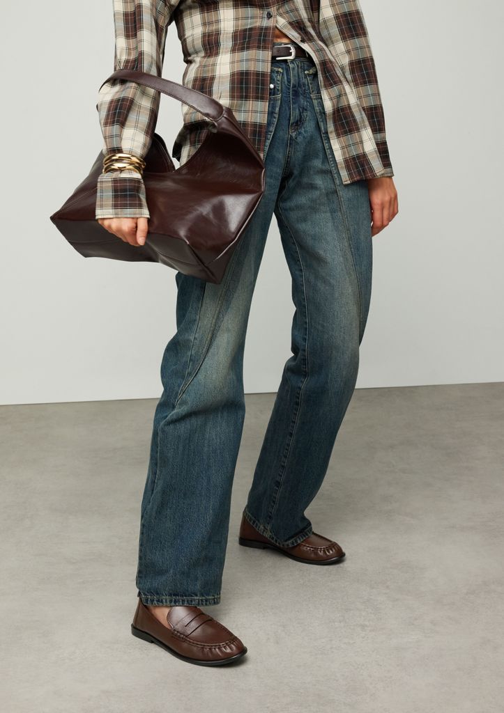 Sacha Bruine Leren Loafers