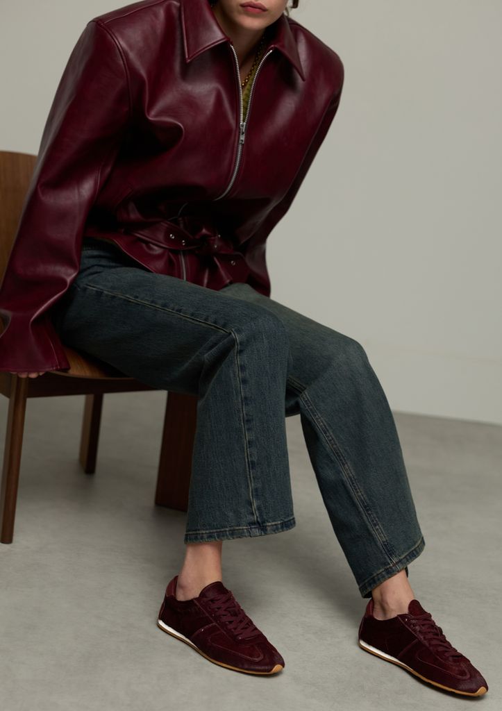 Sacha Burgundy Pony Hair Sneakers