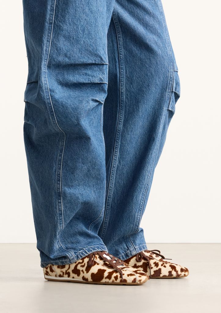 Sacha Cow Print Sneakers Met Roze En Bruine Veters